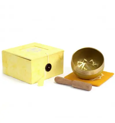 Bol chantant tibétain - Coffret cadeau jaune | Chakra Plexus Solaire