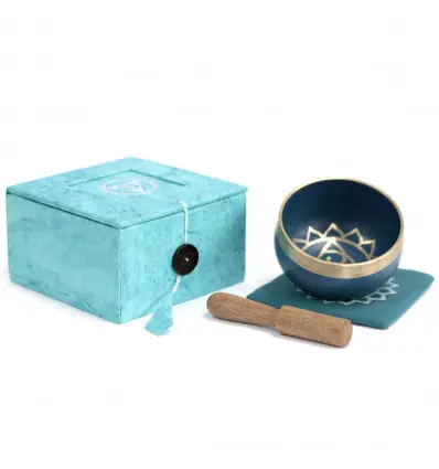 Bol chantant tibétain - Coffret cadeau turquoise | Chakra de la Gorge