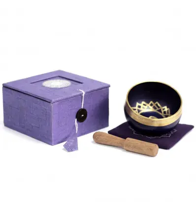 Bol chantant tibétain - Coffret cadeau violet | Chakra Coronal