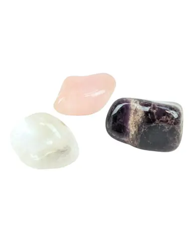 Assortiment de pierres roulées "Triangle d'or XL" - Améthyste, Quartz rose, Cristal de Roche