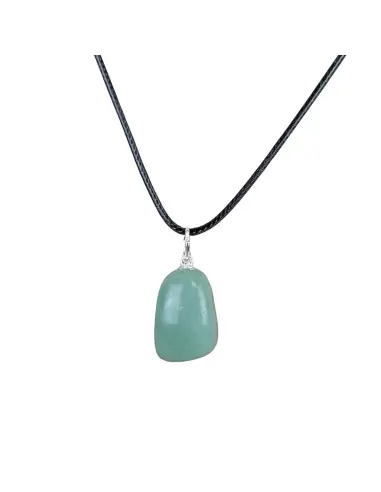 Collier Aventurine verte AAA | Pendentif pierre roulée + cordon