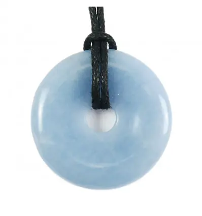 Donut ou Pi Chinois en Angélite 3cm + cordon | Pendentif ou bracelet