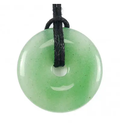 Donut ou Pi Chinois en Aventurine verte 3cm + cordon - Pendentif ou bracelet