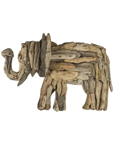 Éléphant en bois flotté 60cm. Décoration murale.