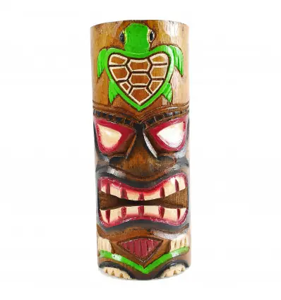 Totem Tiki 25cm en bois motif Tortue