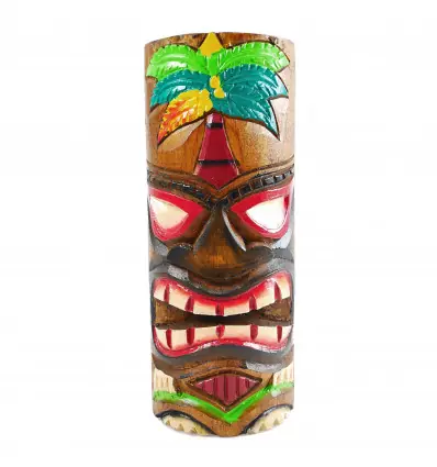 Totem Tiki 25cm en bois motif Palmier