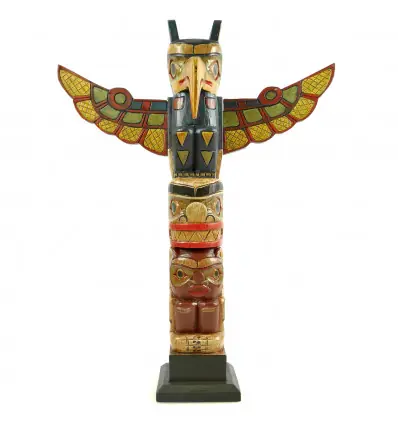 Totem Amérindien 50cm en bois sculpté