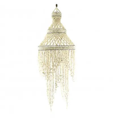 Lustre Bohème en coquillages cauris 100cm | Artisanat balinais