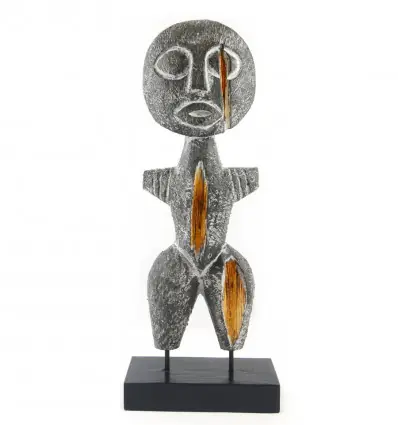 Statue de fertilité Aku-Aba en bois noir vieilli 47cm
