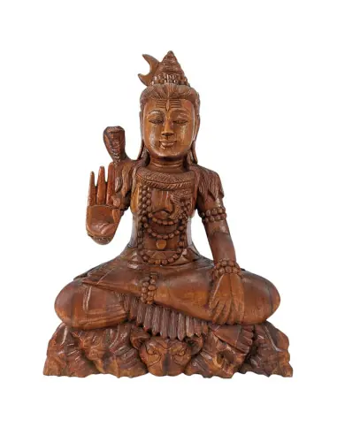 Grande statue de Shiva artisanale 50cm en bois exotique