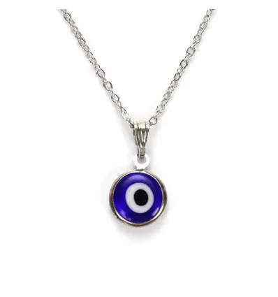 Collier argenté mixte Adultes/Enfants - Oeil turc Porte Bonheur