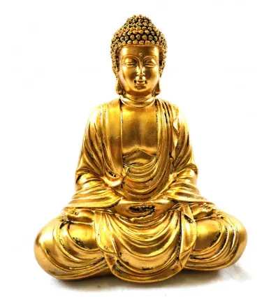 Statuette Bouddha en méditation doré 20cm