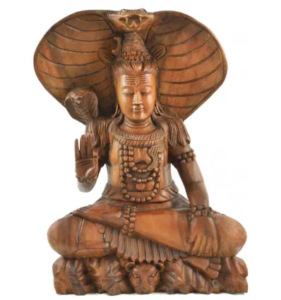 Grande sculpture Shiva 50cm en bois | Artisanat d'exception
