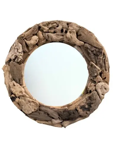 Miroir Rond en Bois Flotté ø60cm | Une Décoration Unique et Naturelle
