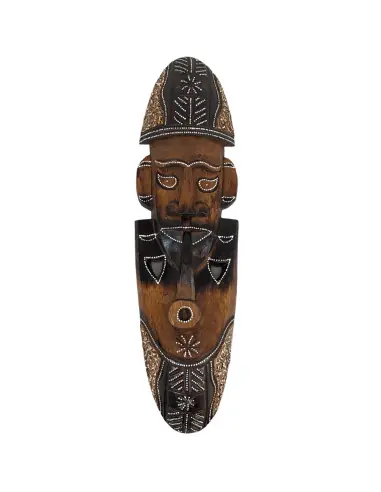 Masque fumeur de pipe en bois sculpté et peint à la main 50cm