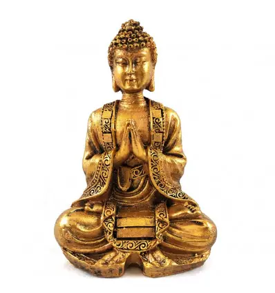 Statuette Bouddha assis finition dorée patinée 12cm
