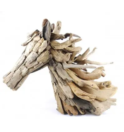 Sculpture Tête de cheval en bois flotté 65X55cm