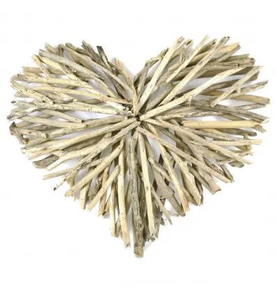 Décoration murale Cœur en bois flotté 63x50cm