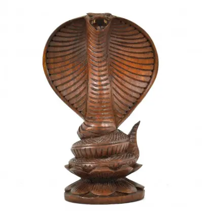 Statuette Serpent / Cobra 20cm en bois exotique sculpté main