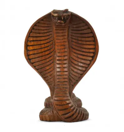 Mini statuette figurine Serpent / Cobra 12cm en bois sculpté