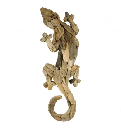 Gecko en bois flotté 50cm - Décoration murale