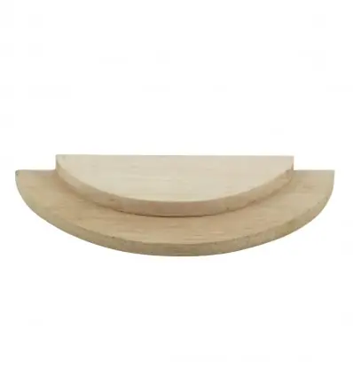 Plateau de présentation 1/2 cerle - Présentoir à bijoux 2 niveaux en bois brut