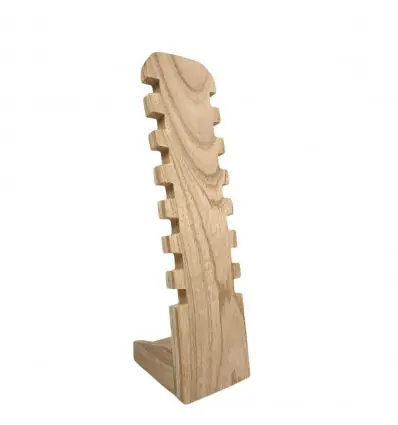 Présentoir à Bracelets cranté 30cm en bois massif | Finition Bois brut naturel