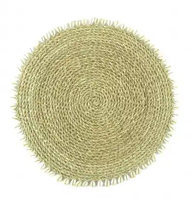 Set de table Ethnique en jonc de mer naturel et coquillages ø40cm