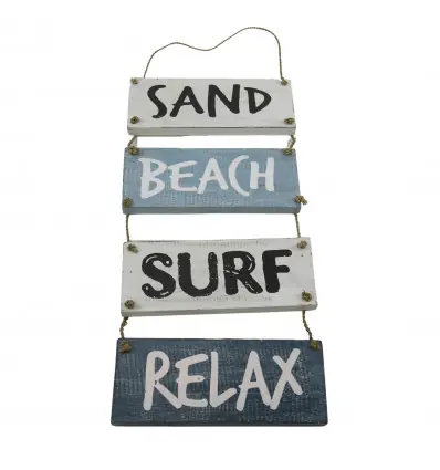Plaque murale "Sand, Beach, Surf, Relax" 53x20cm | Esprit Bord de Mer