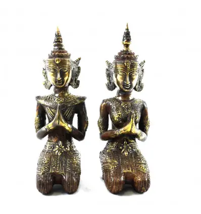 Statuettes Couple Rama et Sita en laiton 20cm. Divinités Hindoues