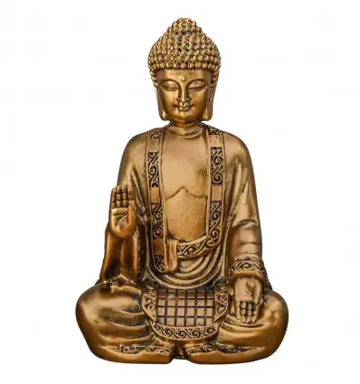 Statuette Bouddha or assis finition dorée patinée 14cm