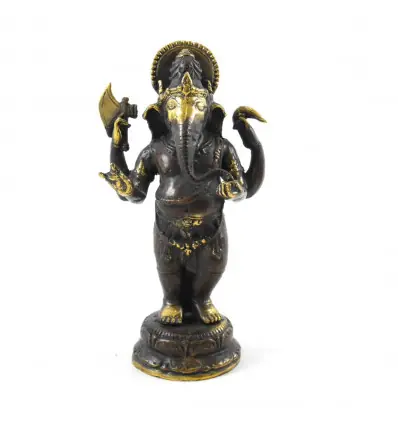 Statuette Ganesh debout en laiton 18cm. Artisanat d'Asie