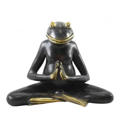 Statuette Grenouille Yogi en position du Lotus en laiton 15cm