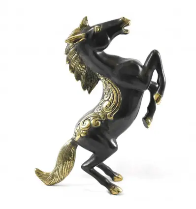 Grande statue de cheval cabré en laiton 35cm