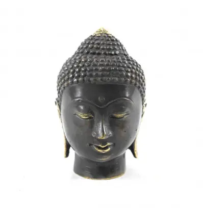 Tête de Bouddha à poser en laiton 12cm