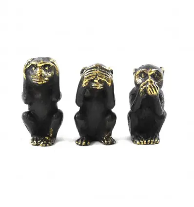 Statuettes Déco les 3 Singes de la Sagesse en laiton 6.5cm