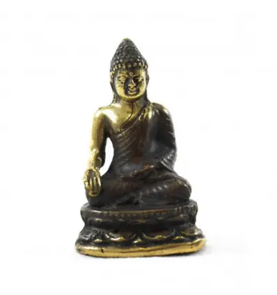 Statuette miniature Bouddha Bhumisparsha Mudra en laiton 5,50cm