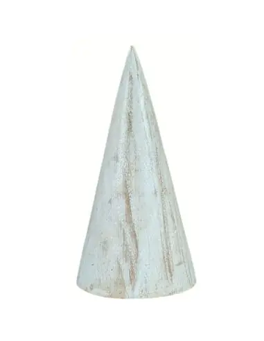Cône en bois 15cm - Présentoir à Bijoux | Finition Blanc Cérusé