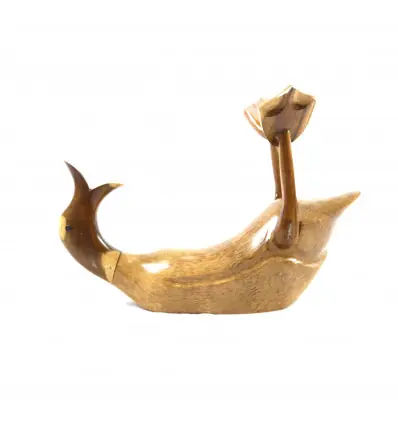 Porte-bouteille en bois Canard 25x30cm. Sculpture artisanale
