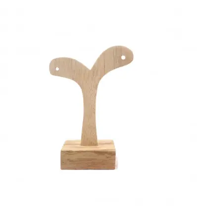 Présentoir / Support à boucles d'oreilles en bois 10cm | Finition "Bois brut naturel"