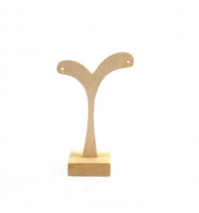 Présentoir / Support à boucles d'oreilles en bois 14cm | Finition "Bois brut naturel"