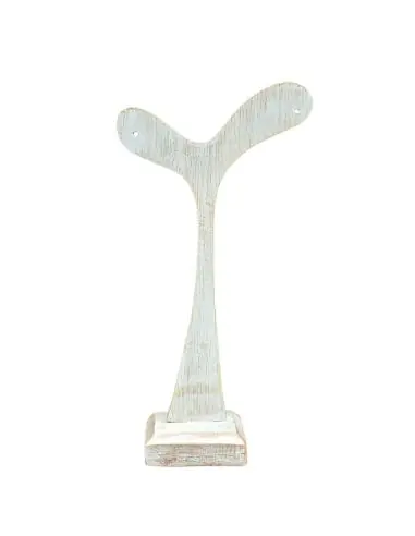 Présentoir / Support à boucles d'oreilles en bois 14cm | Finition "Blanc Cérusé"
