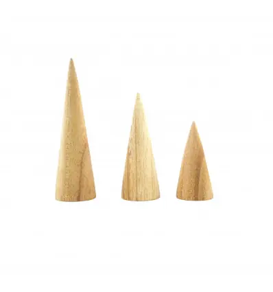 Lot de 3 cônes présentoirs à bagues en Bois Brut