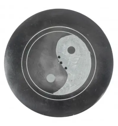 Porte-encens rond noir et blanc en Pierre à savon | Symbole Yin Yang