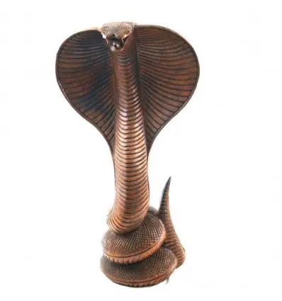 Grande Statue Serpent / Cobra 50cm en bois sculpté