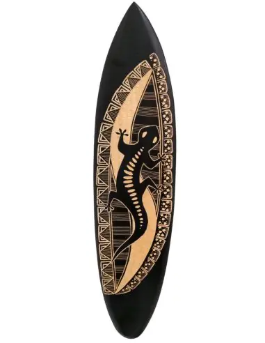 Grande planche de surf décorative en bois motif Gecko 100cm