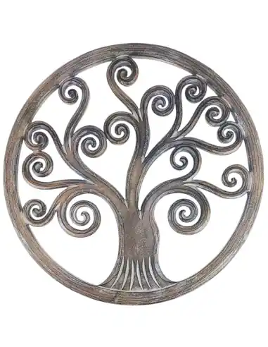 Grand décor mural Arbre de Vie en bois sculpté ø60cm