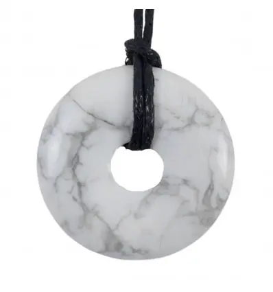 Donut ou Pi Chinois en Howlite 30mm + cordon | Pendentif ou bracelet