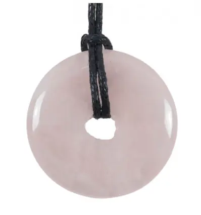 Donut ou Pi Chinois en Quartz Rose 30mm + cordon | Pendentif ou bracelet