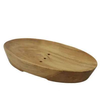 Porte-savon ovale en teck 14 cm